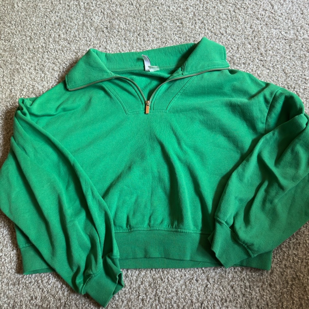 H&M Green Cowl Neck Sweater with Ribbed Details